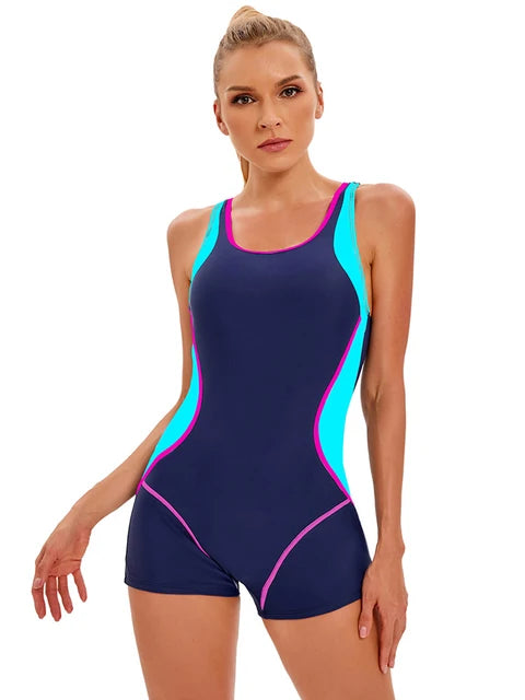 MOMSUITE© - Patchwork Sport UV-beskyttelse Badedragt i ét stykke