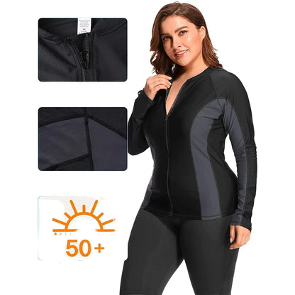 SOLSIKKER© - Plusstørrelse UPF 50+ Rash Guard Zwemtop